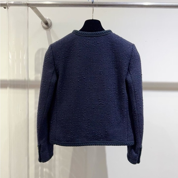 Authentic Celine Dark Blue Textured Blazer - Picture 2 of 9